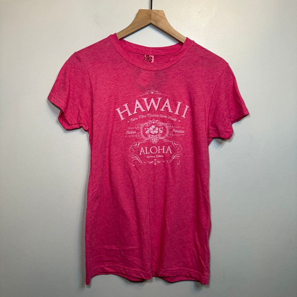 Island Girl Hawaii Aloha Baby Tee Pink Heather Graphic T-Shirt Size Large NWT